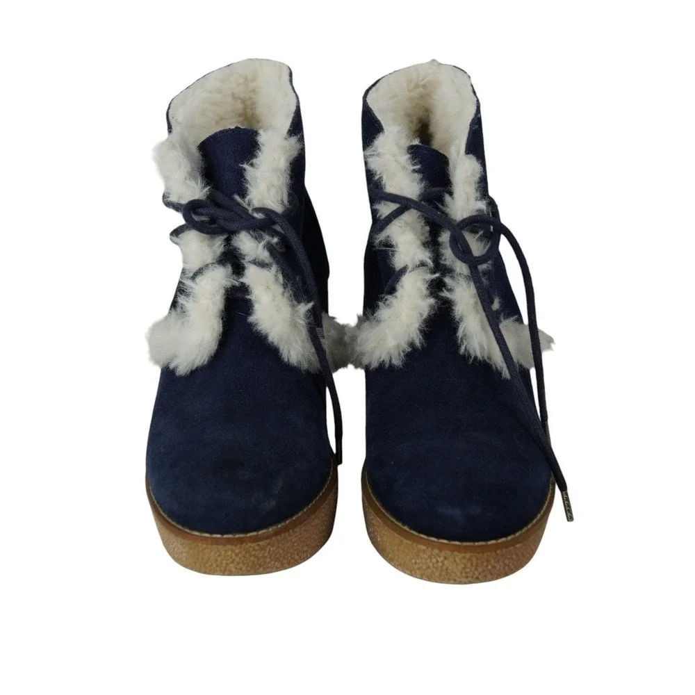 NWT Navy Gap Suede &‎ Shearling Gwen Ankle Boots Sz 9